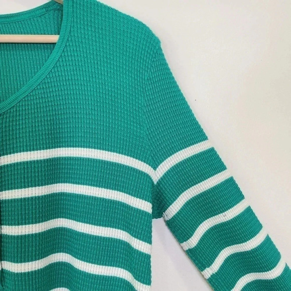 J.Crew Thermal Henley  Striped Long Sleeve Top - Picture 7 of 12
